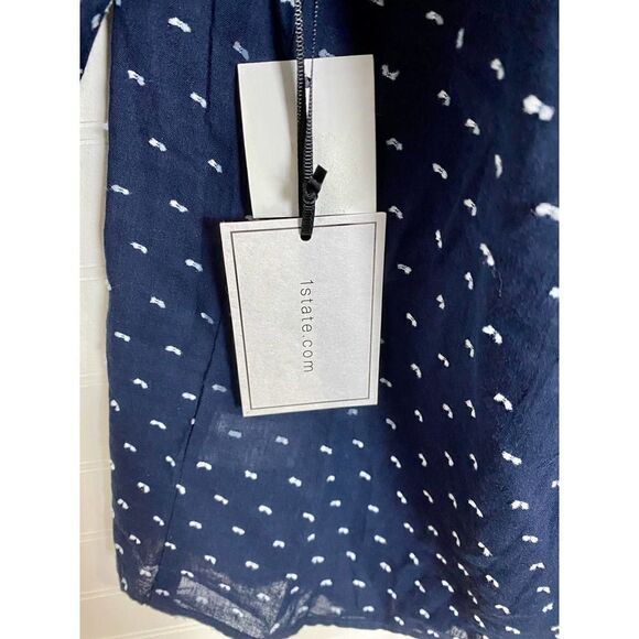 1 State Poetic Punch Blue & White  Off The Shoulder Blouse Size Large NWT - Picture 8 of 9